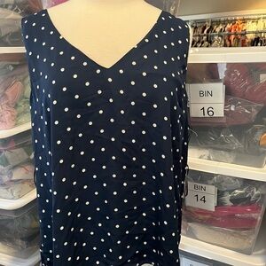 Nine Britton Dark Blue Polka Dot Tank Top